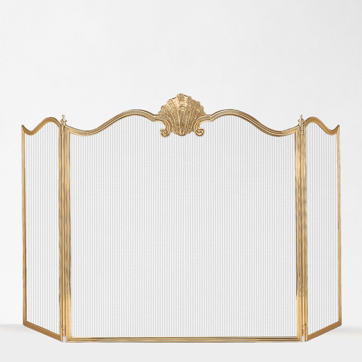 Brass fireplace screen.