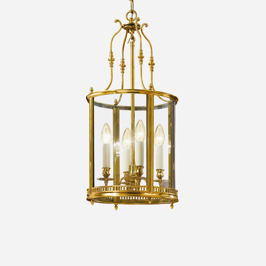 Brass lantern with glass.