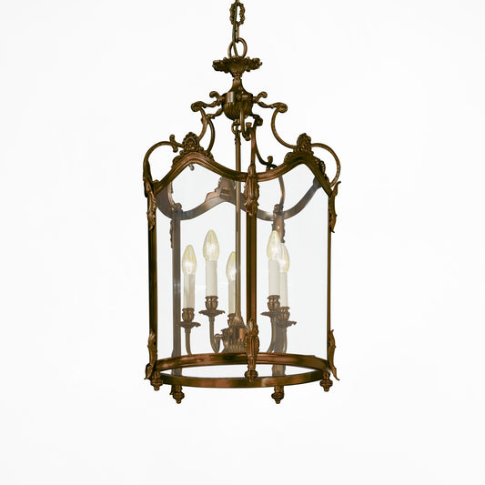 Antique bronze lantern with glass.