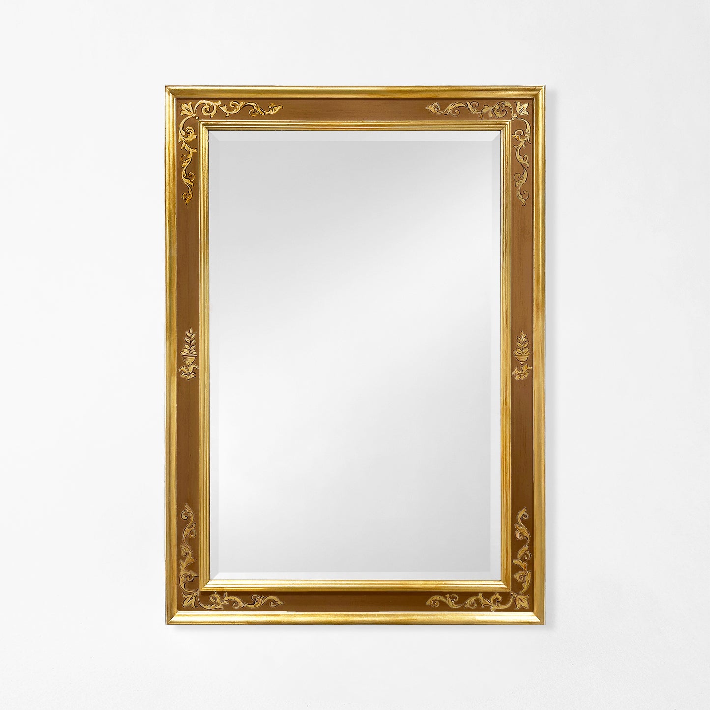 Traditional brown and gold Italian mirror.