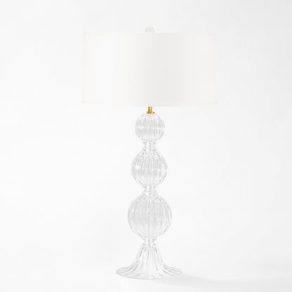 Clear Murano glass table lamp.
