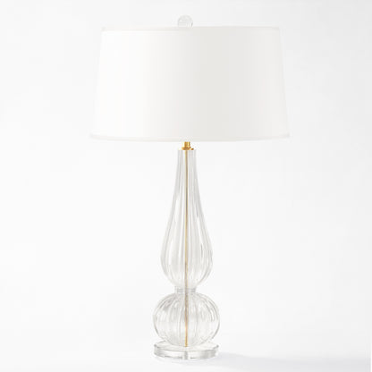 Clear Murano glass table lamp.