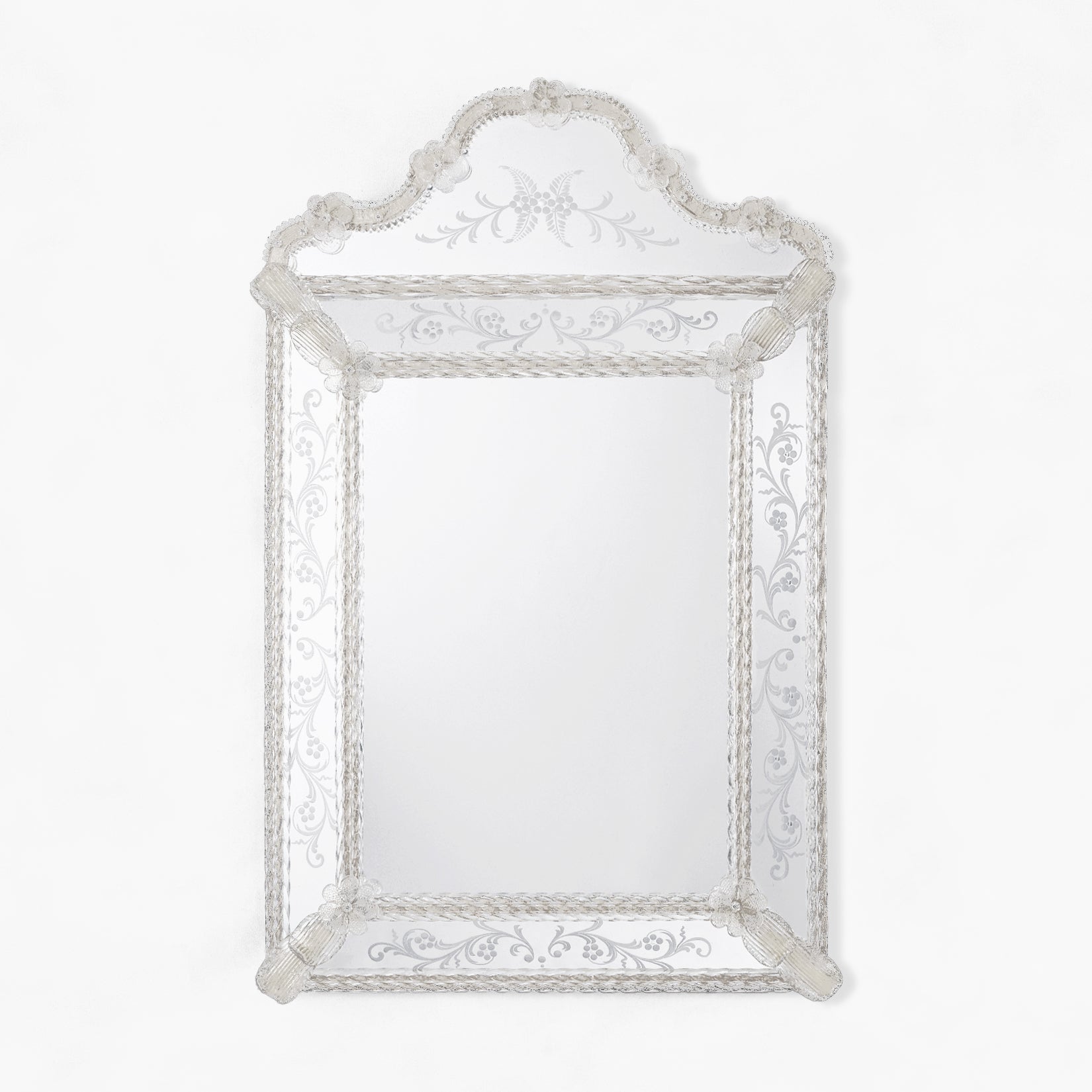 Clear Murano glass mirror.