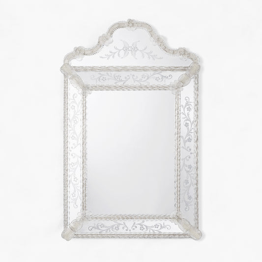 Clear Murano glass mirror.