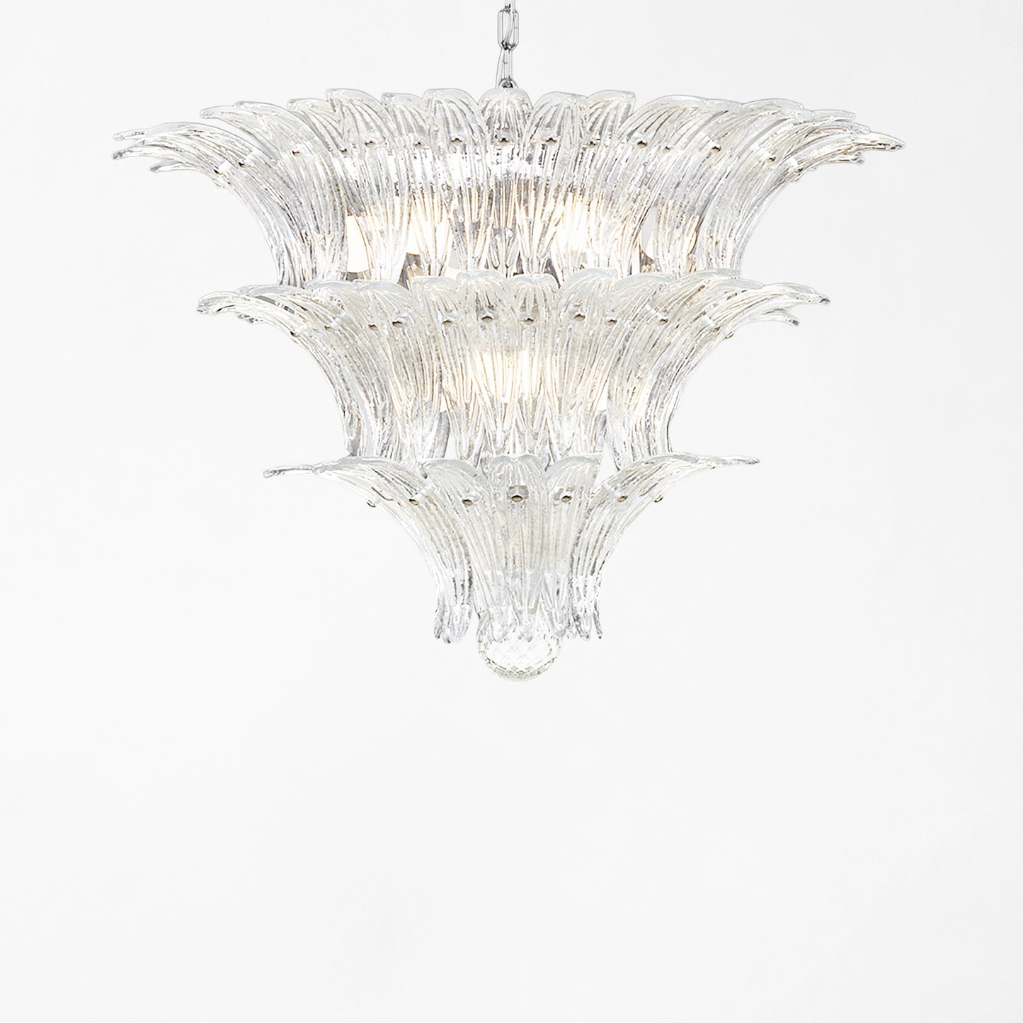 Clear Palm Murano glass chandelier.