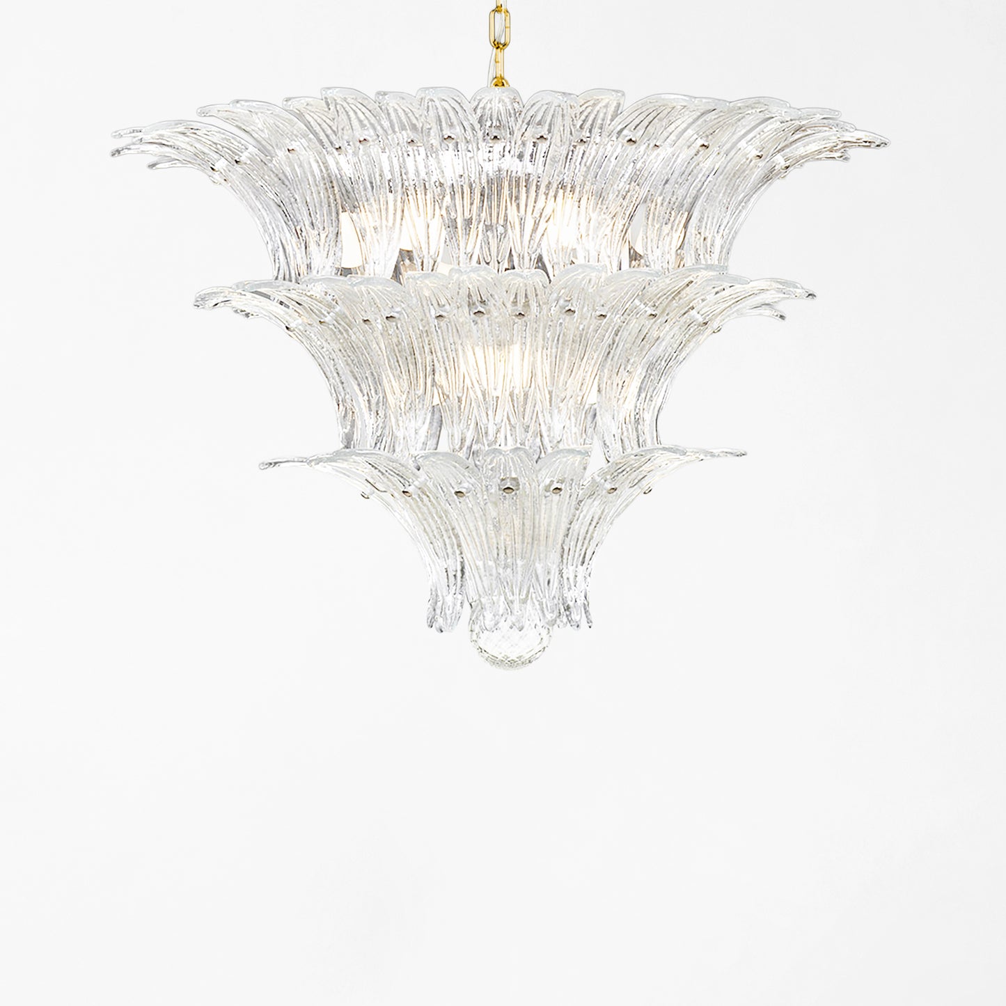 Clear Palm Murano glass chandelier.
