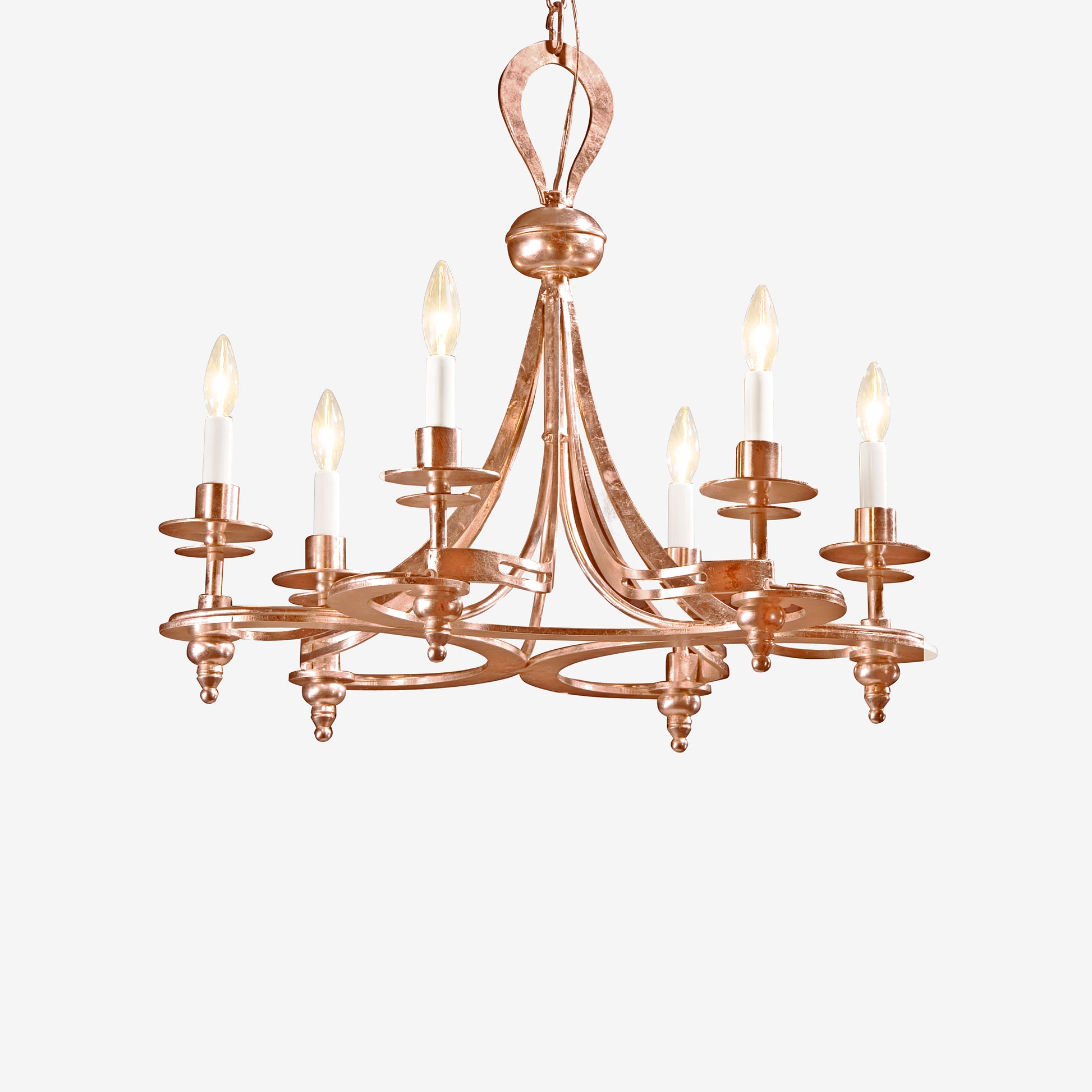 Copper iron chandelier.