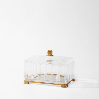 Crystal decorative box with brass accents.
