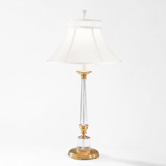 Crystal and brass table lamp.