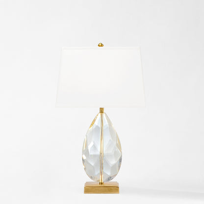 Antique brass and crystal table lamp.