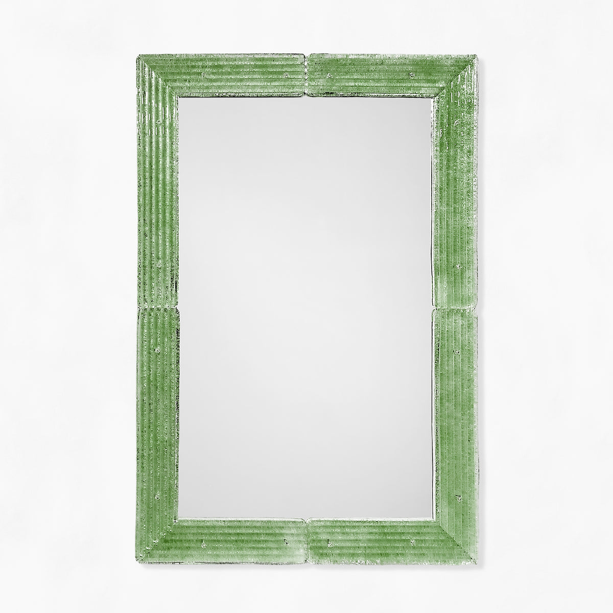 Green Venetian glass mirror.