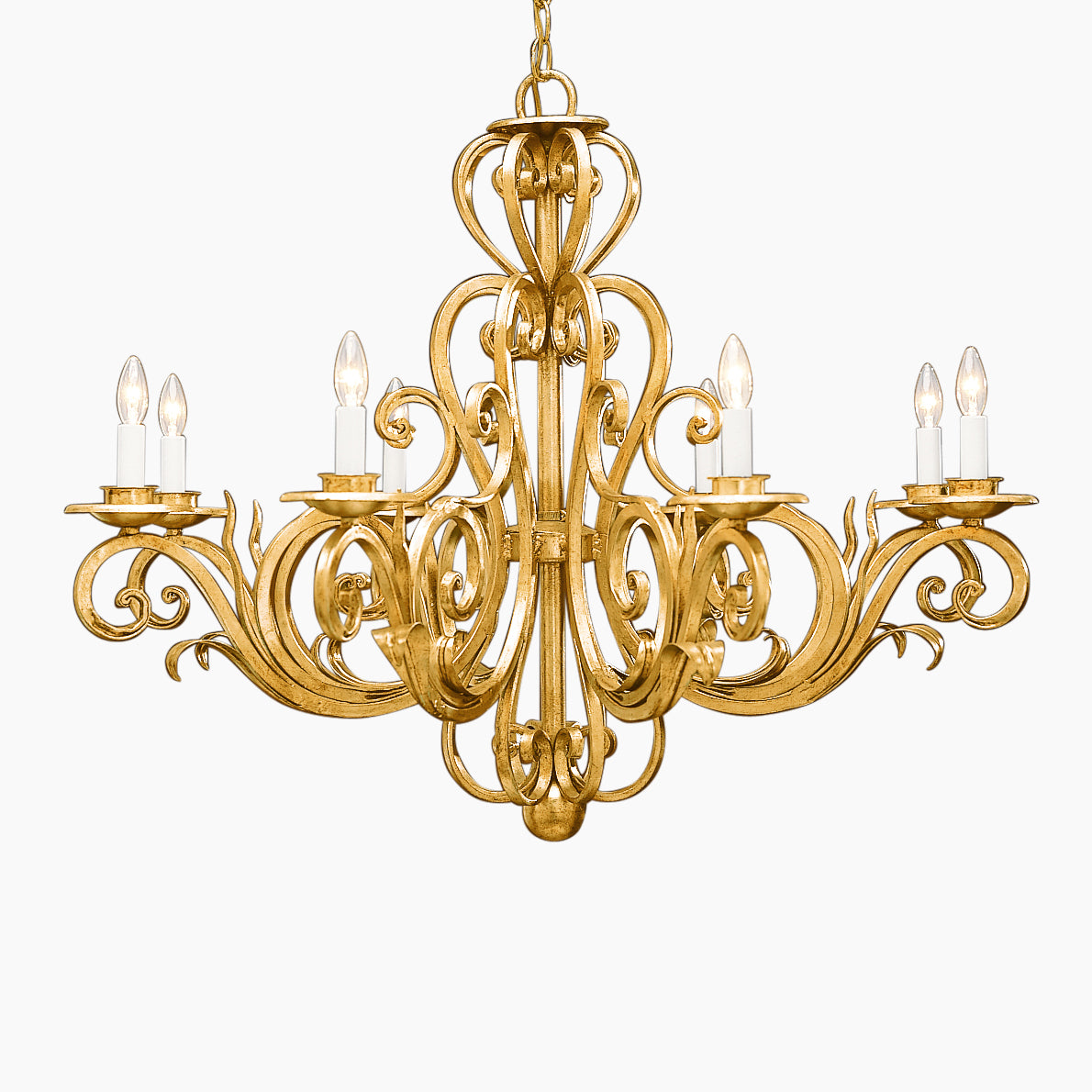 Gold Italian chandelier.