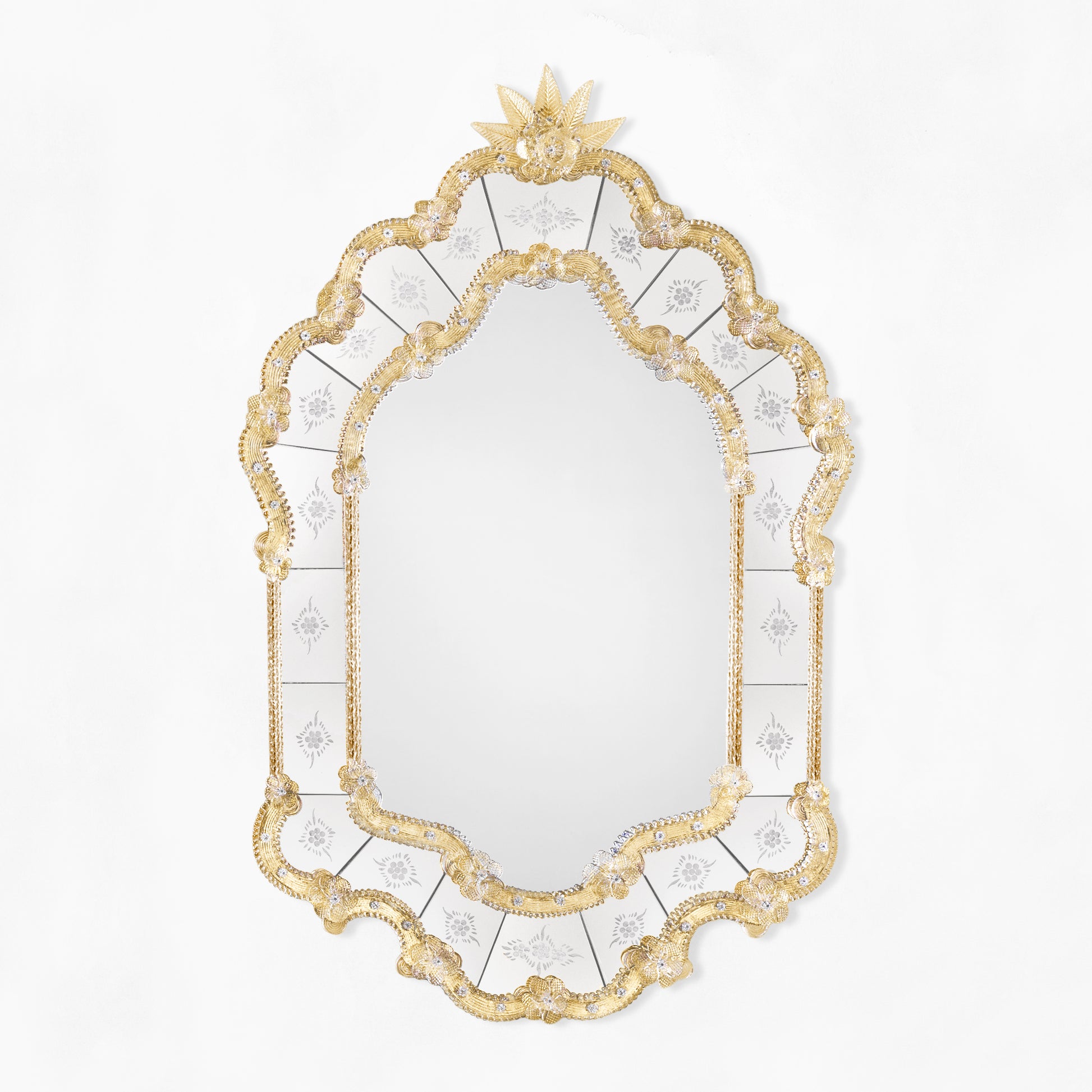 Gold Murano glass mirror.