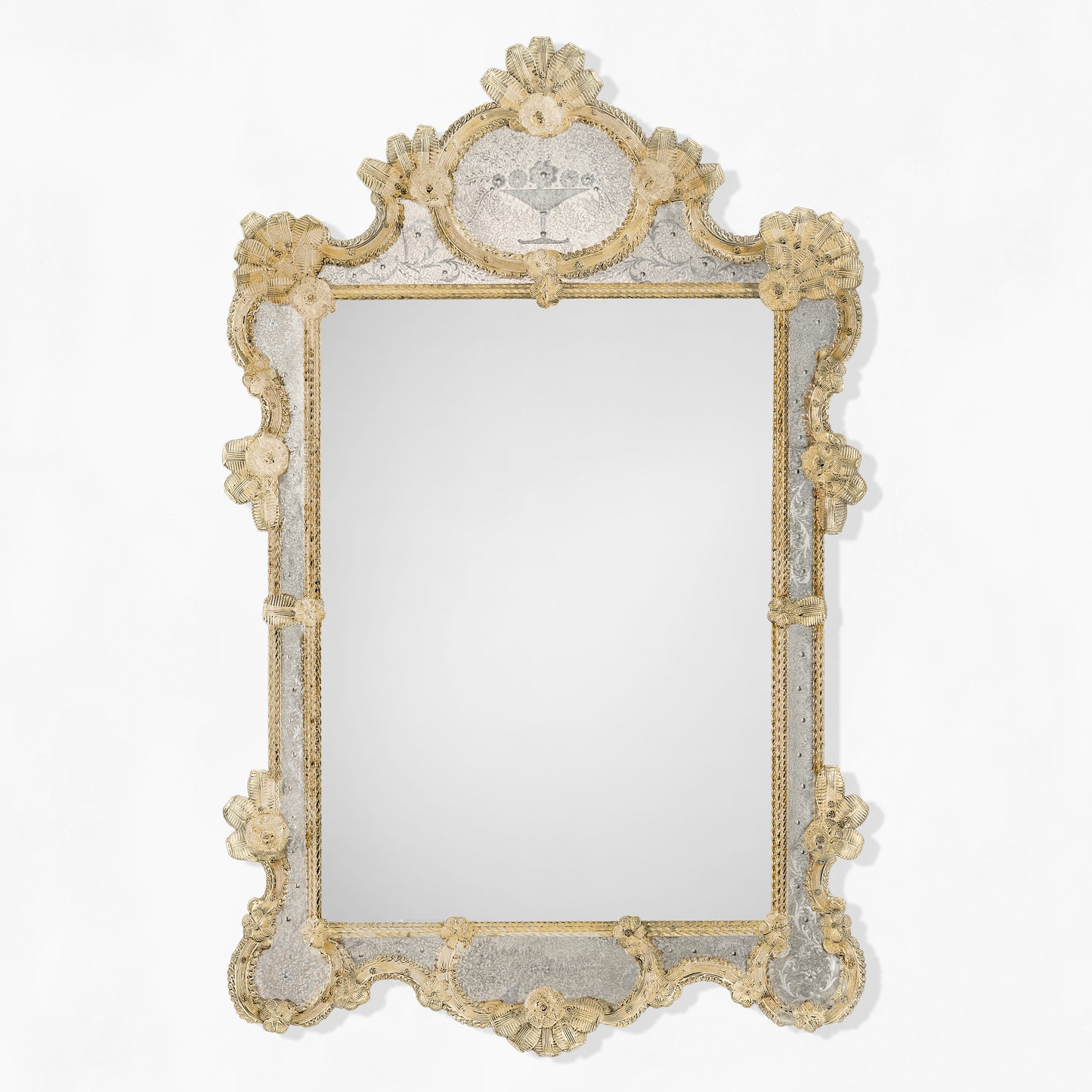 Antique gold Murano glass mirror.