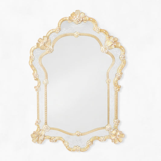 Ornate gold Murano glass mirror.