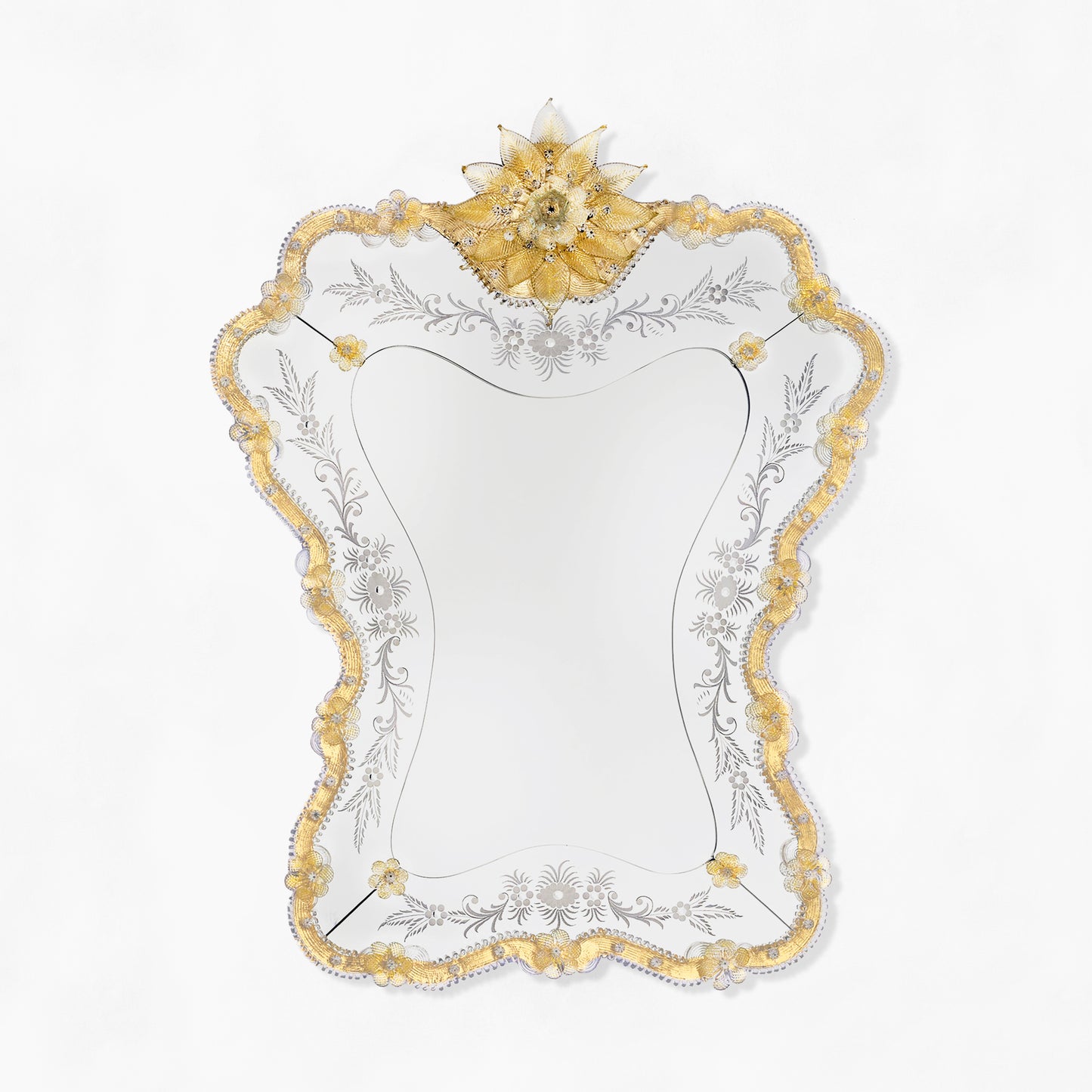 Ornate gold Murano glass mirror.