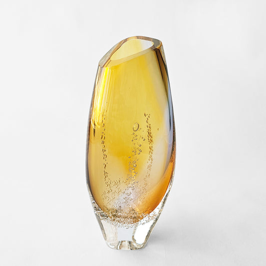 Gold glass vase.