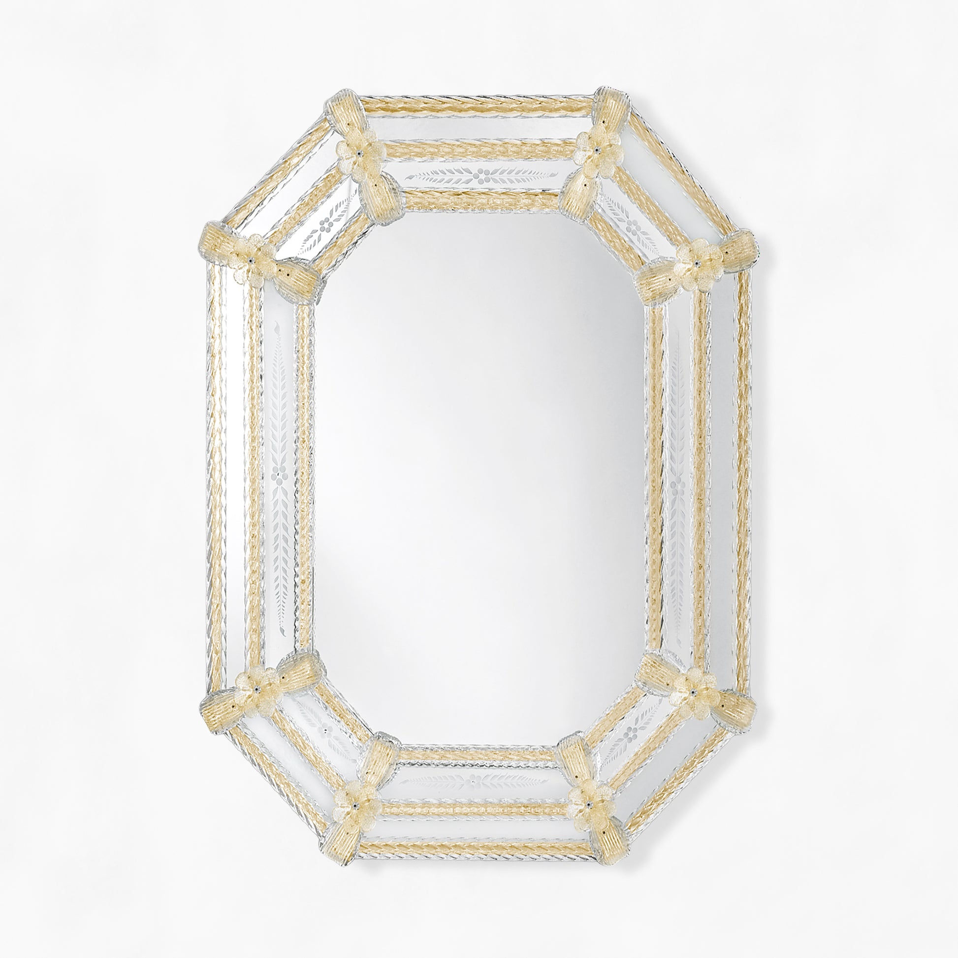 Gold octagonal Murano glass mirror.