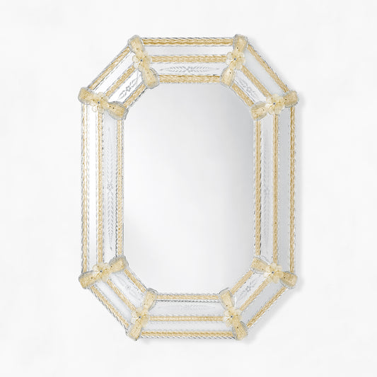 Gold octagonal Murano glass mirror.