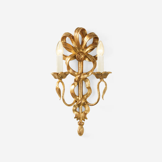 Gold wood sconce.