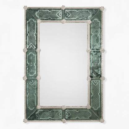 Antique green Murano glass mirror.