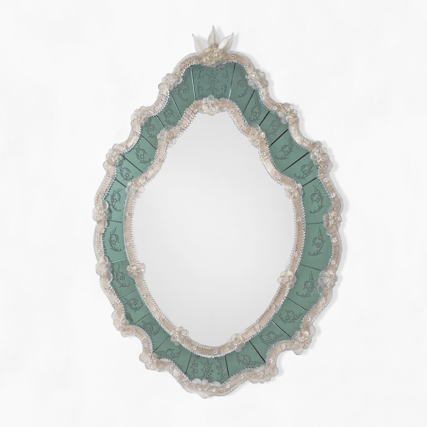 Green Murano glass mirror.