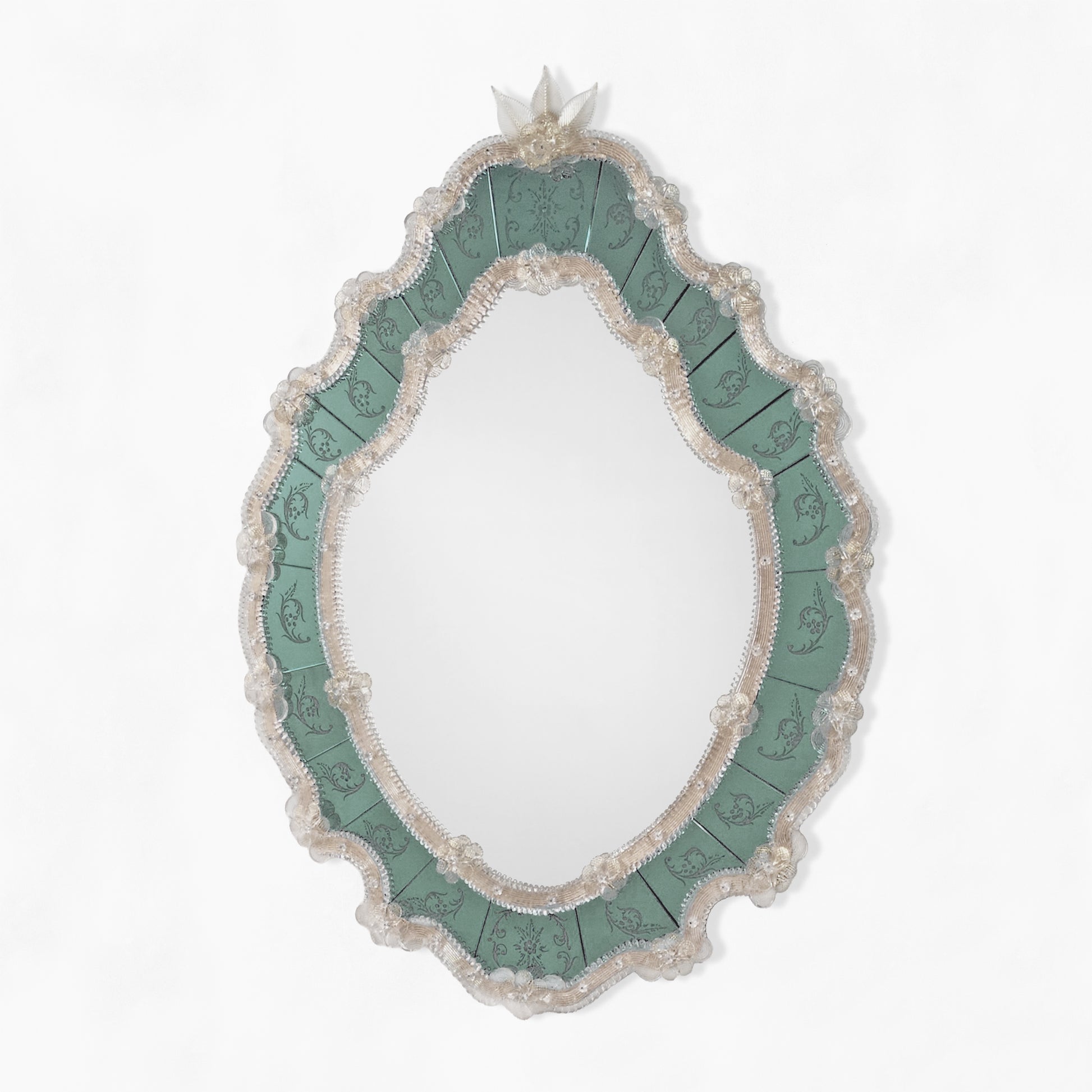 Green Murano glass mirror.