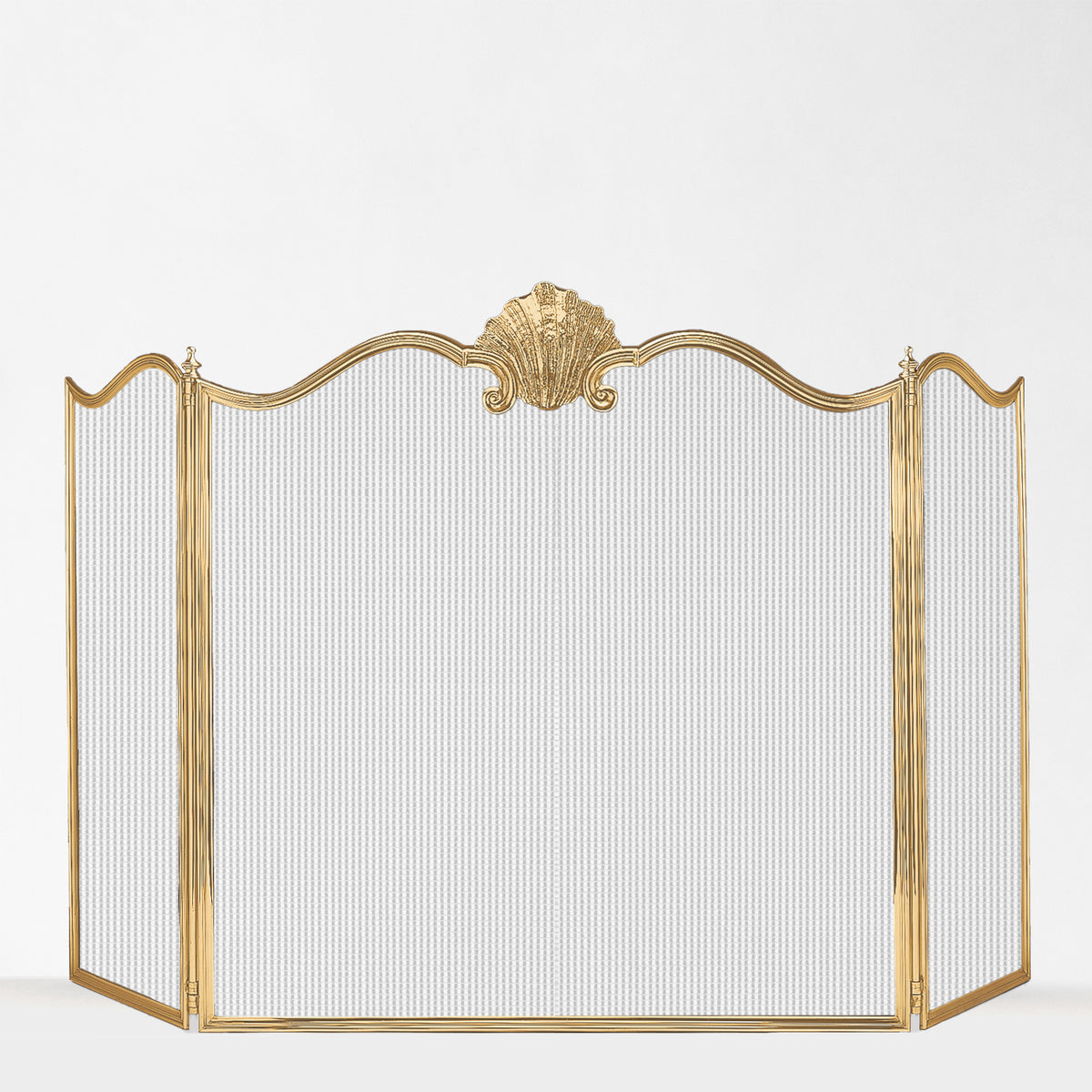 Luxurious brass fireplace screen.