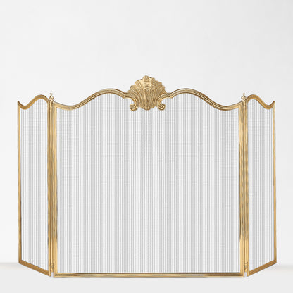 Luxurious brass fireplace screen.
