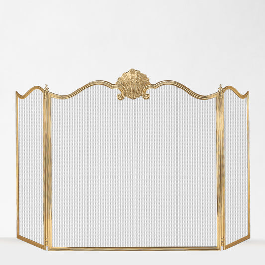 Luxurious brass fireplace screen.