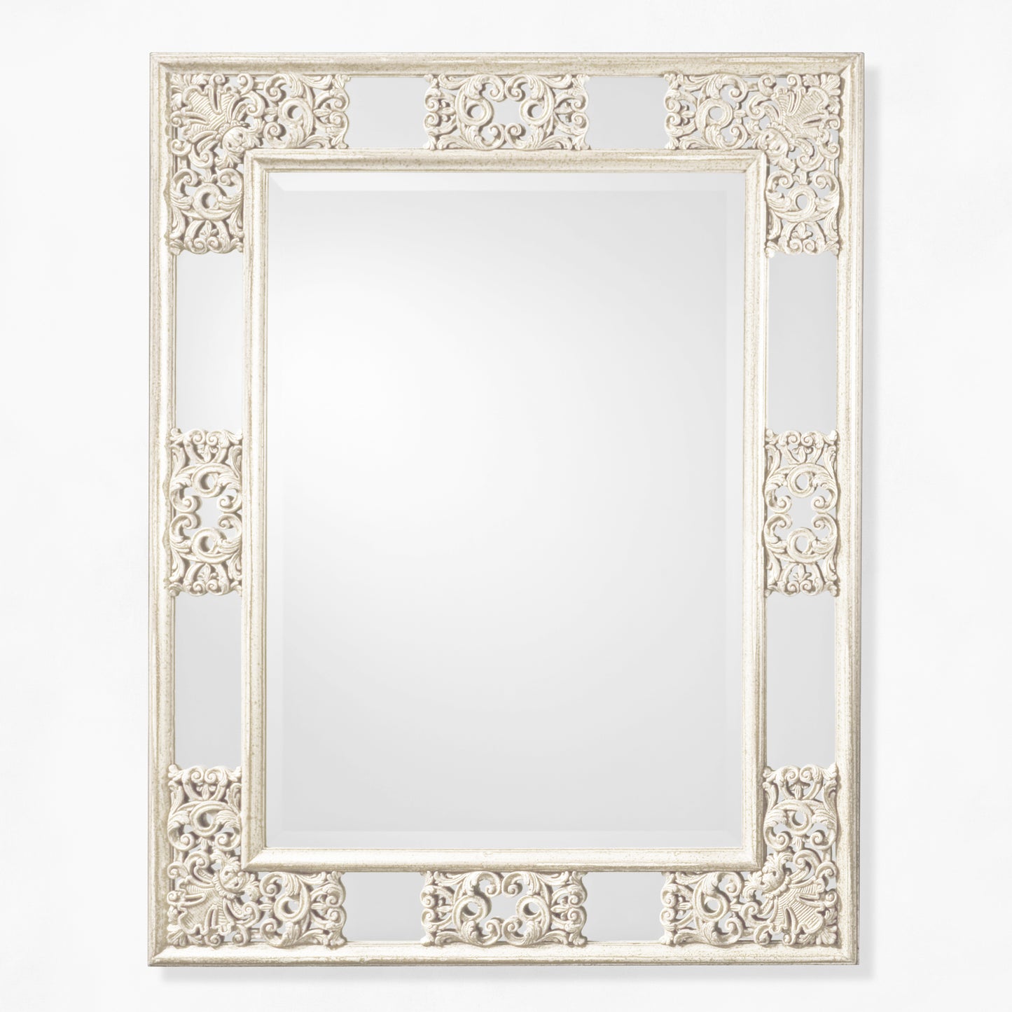Rectangular antique white Italian mirror.