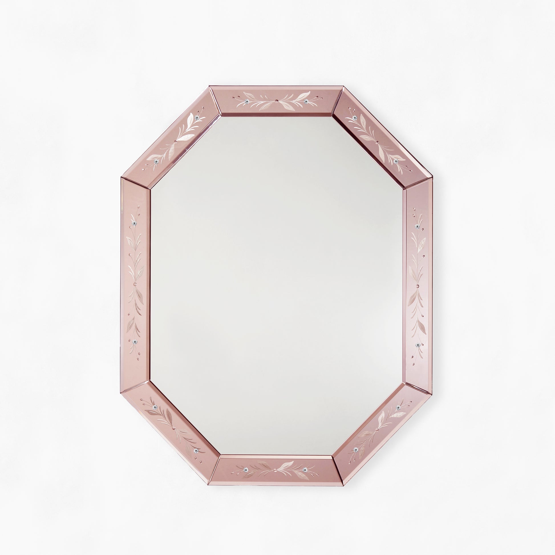 Pink Murano glass mirror.