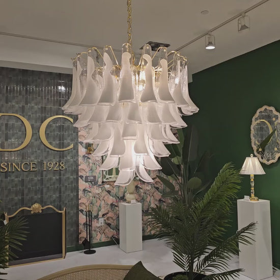 White Murano glass chandelier.