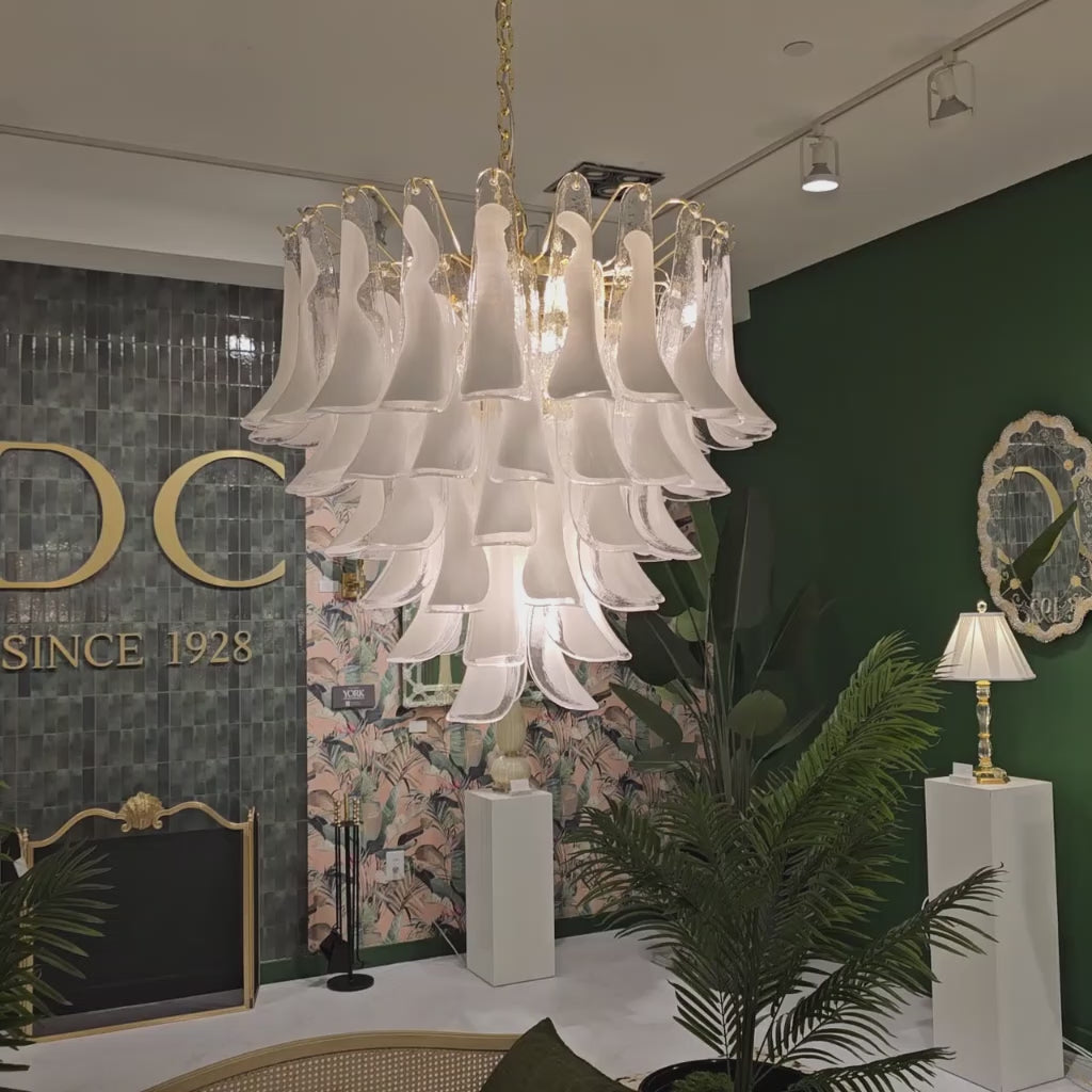 White Murano glass chandelier.
