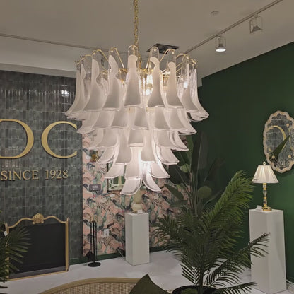 White Murano glass chandelier.