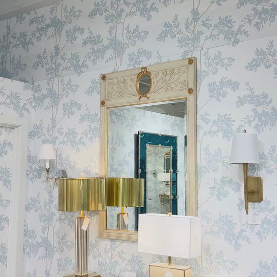 Luxury white Italian mirror with gold details.