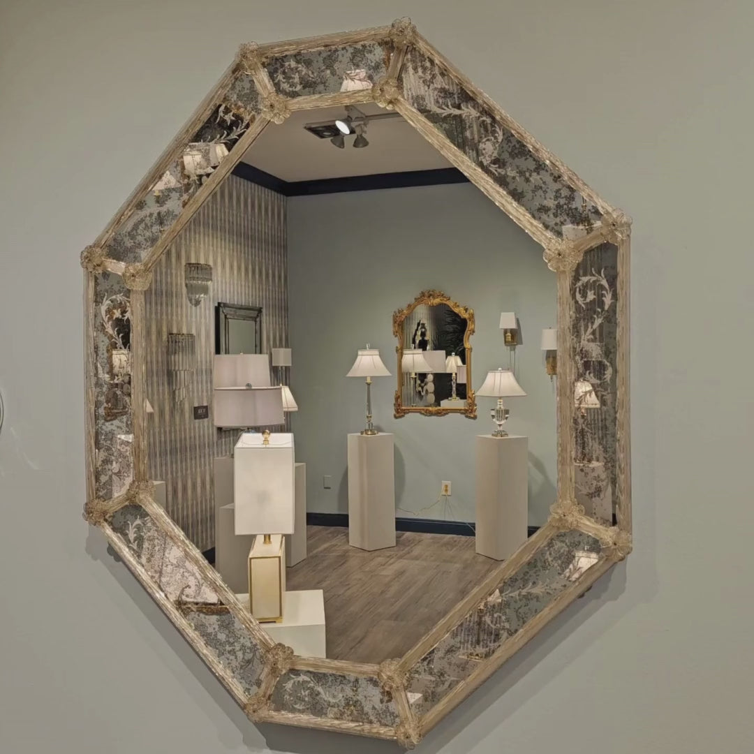 Antique gray Murano glass mirror.