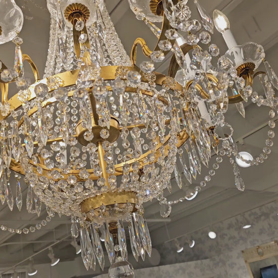 A gold & crystal Italian chandelier.
