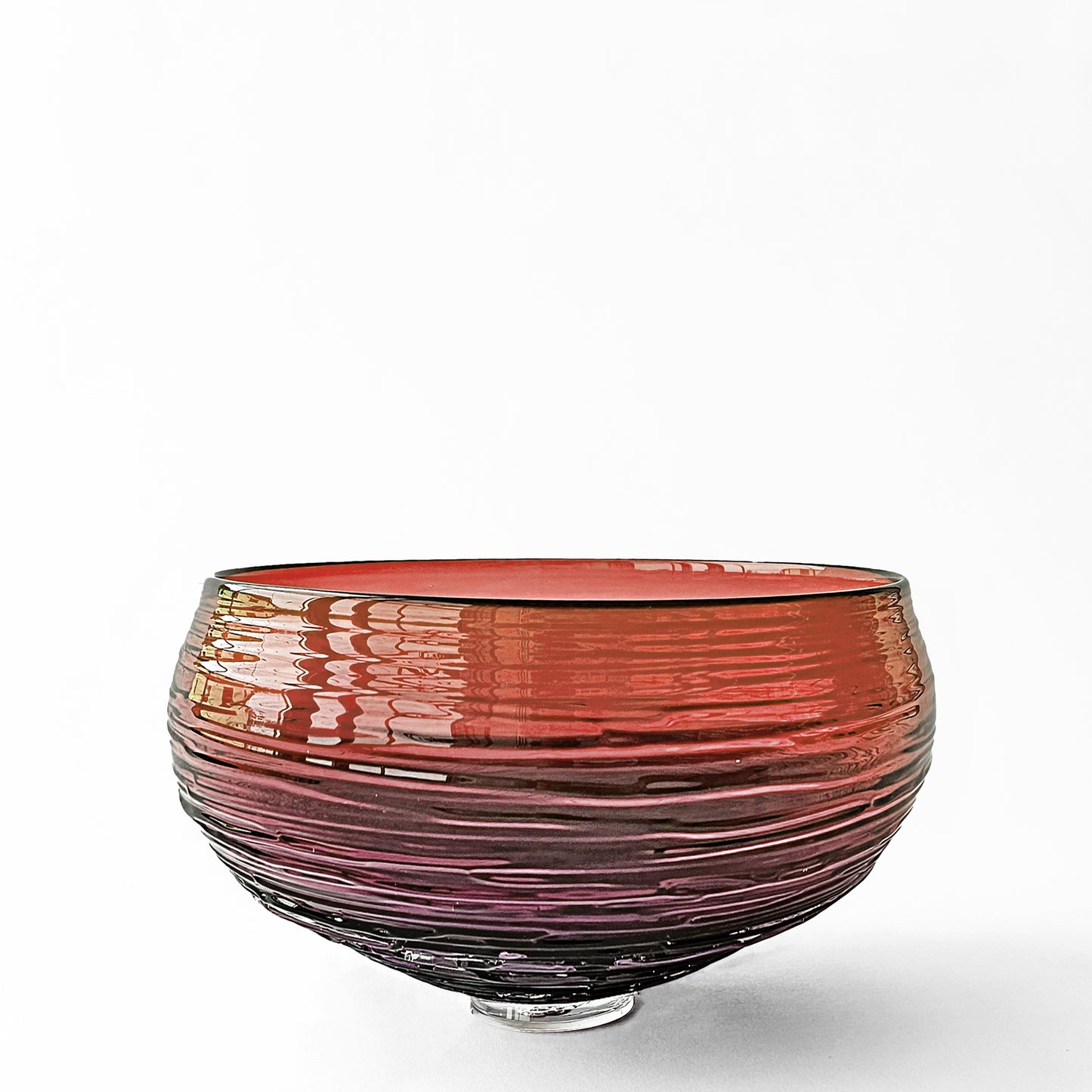 Red and purple decorative glass bowl.