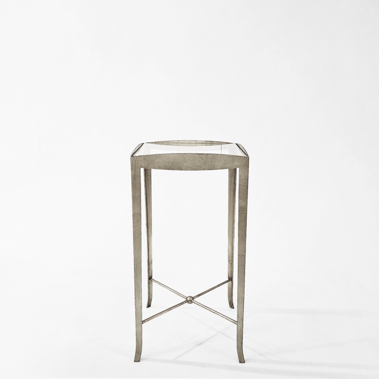 Silver accent table.