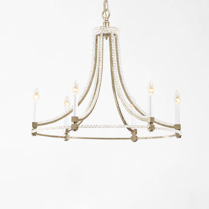 Silver crystal chandelier.