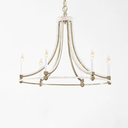 Silver crystal chandelier.