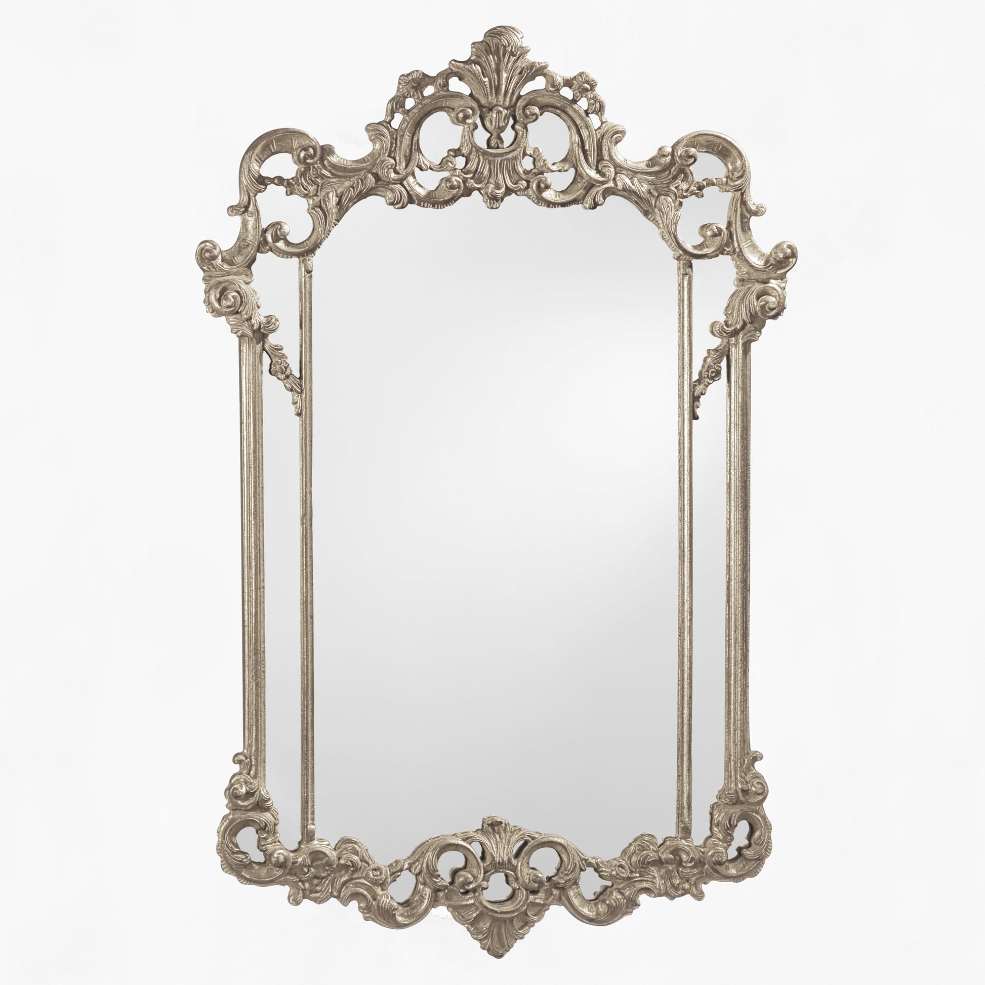 Ornate traditional silver mirror.