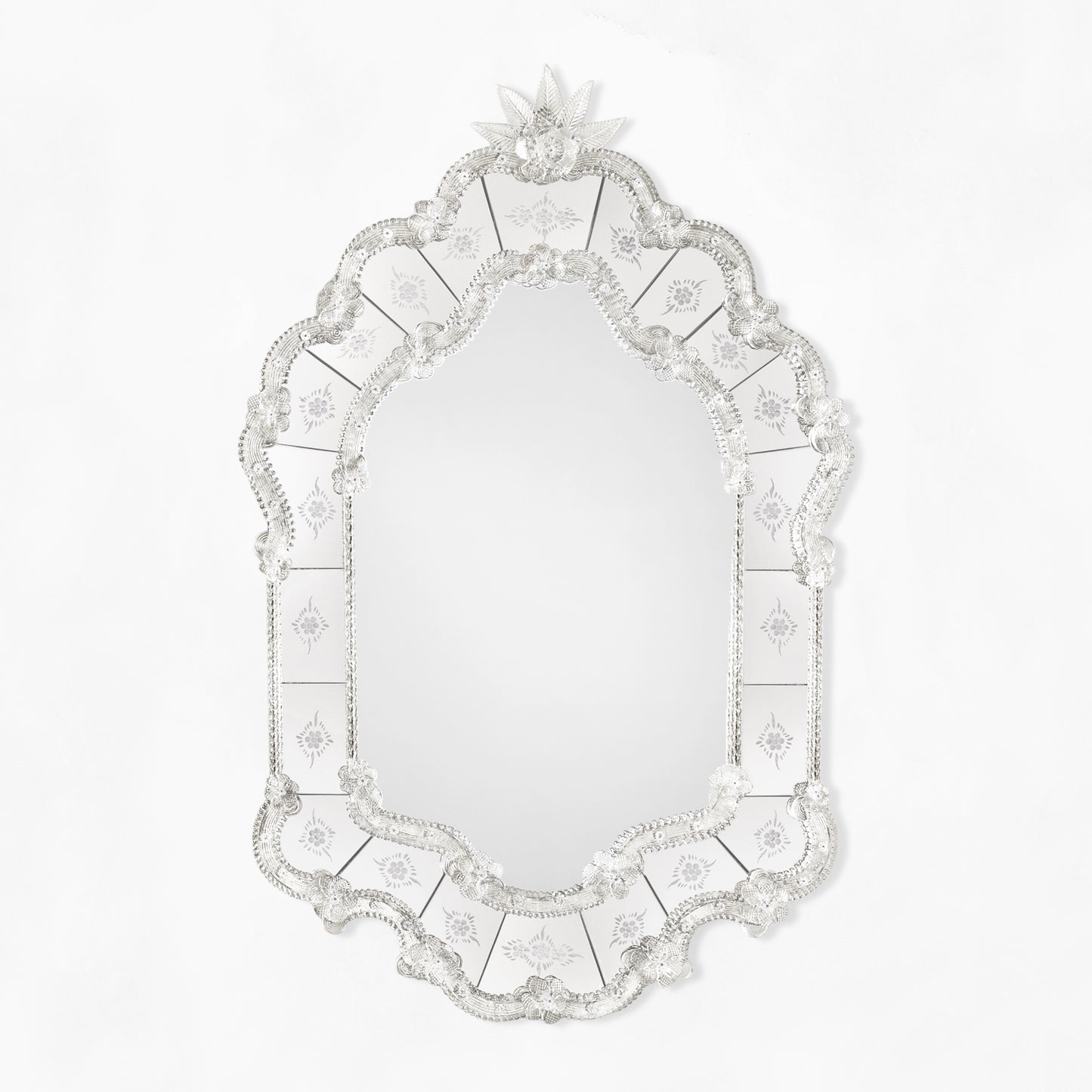 Traditional clear Murano glass mirror.