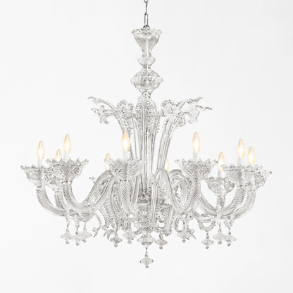 Ornate gray Murano glass chandelier.
