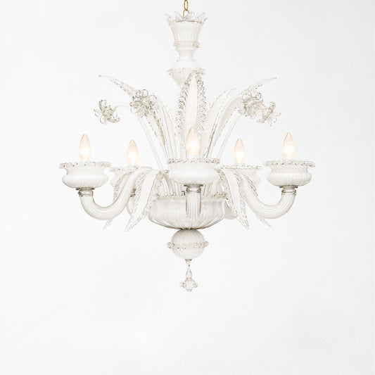White Murano glass chandelier.
