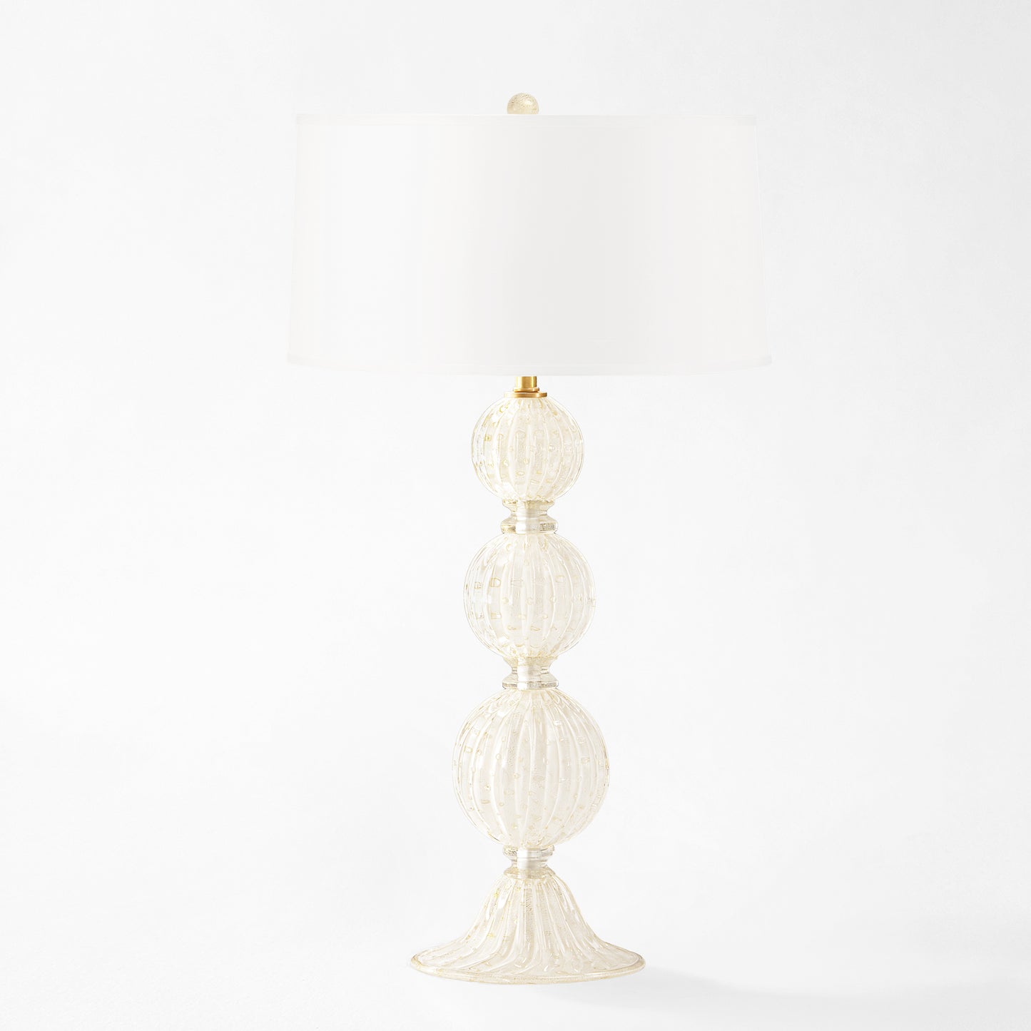 White and gold Murano glass table lamp.