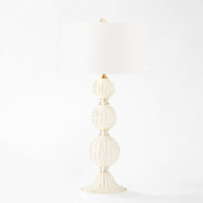 White and gold Murano glass table lamp.