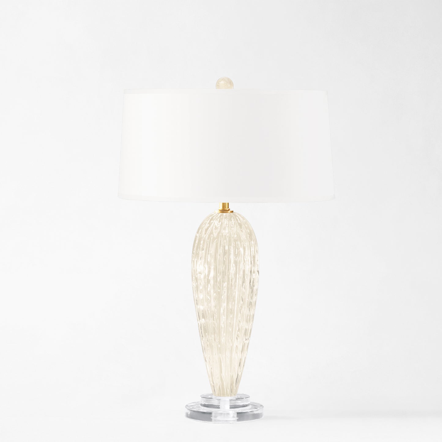 White and gold Murano glass table lamp.