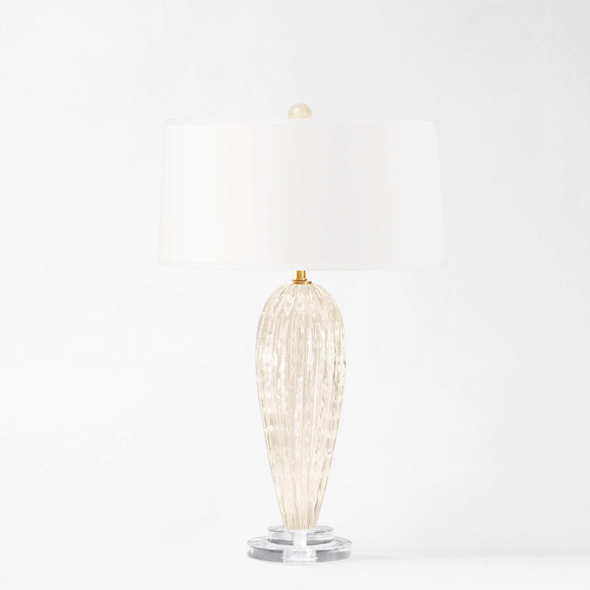 White and gold Murano glass table lamp.